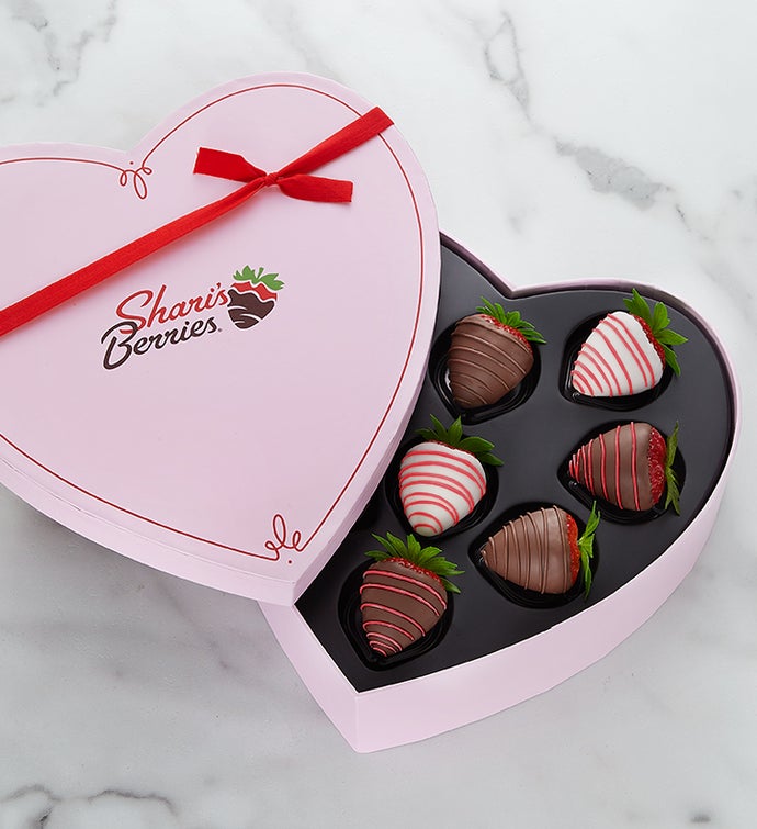 Love & Romance™ Dipped Strawberries in Heart Box