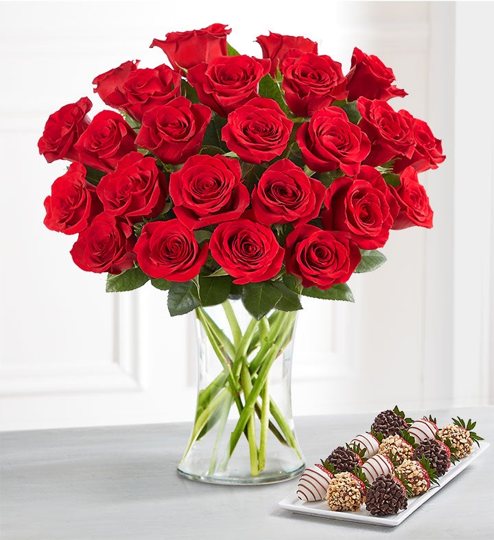 Deliciously Decadent™ Red Roses & Fancy Strawberries