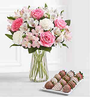 Product - Deliciously Decadent™ Cherished Blooms & Drizzled Strawberries