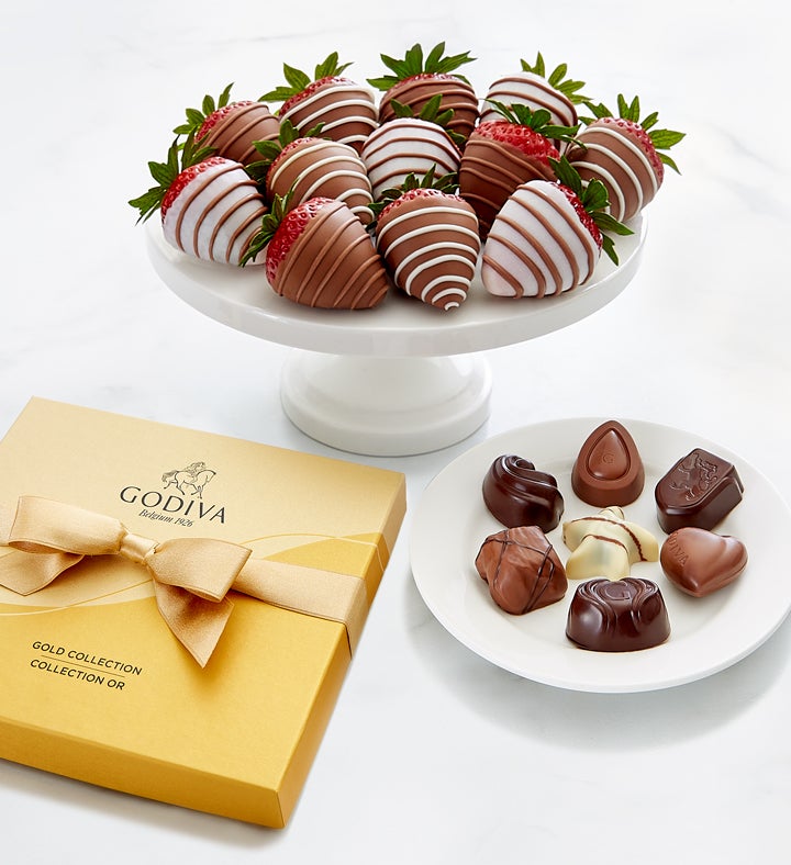 Godiva® 19pc Ballotin & Drizzled Strawberries