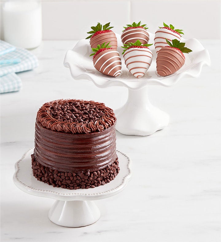 Chocolate Decadence Cake™ with Gourmet Drizzled Strawberries