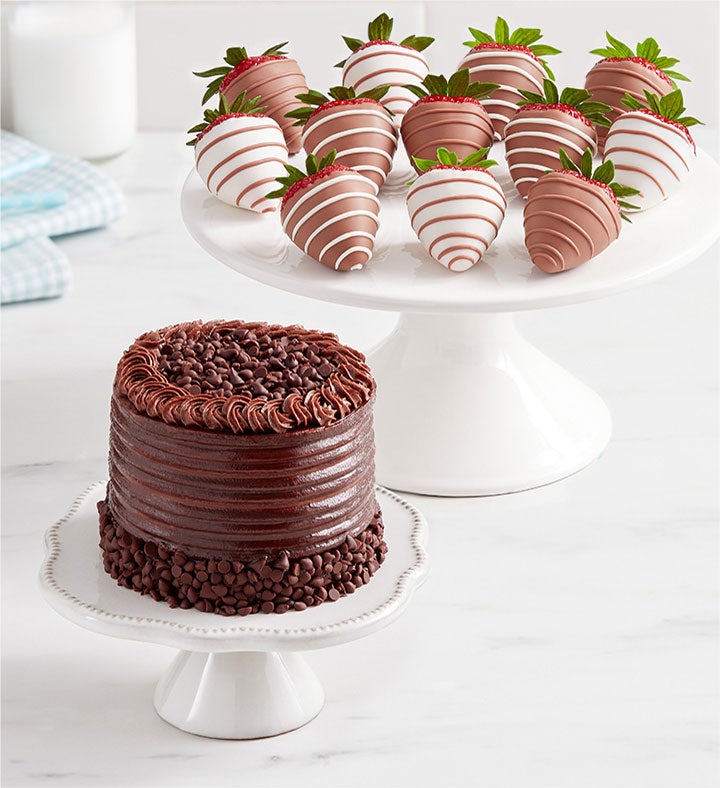 Chocolate Decadence Cake™ with Gourmet Drizzled Strawberries