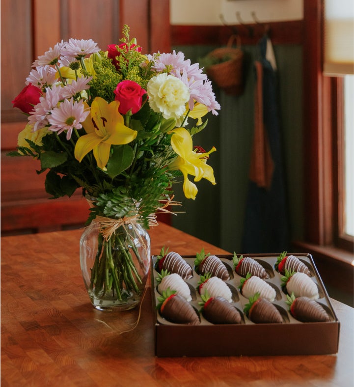 Blooms for Mom with Strawberries