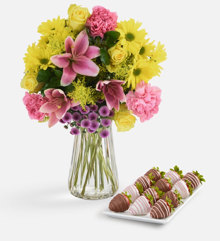 Blooms for Mom with Strawberries