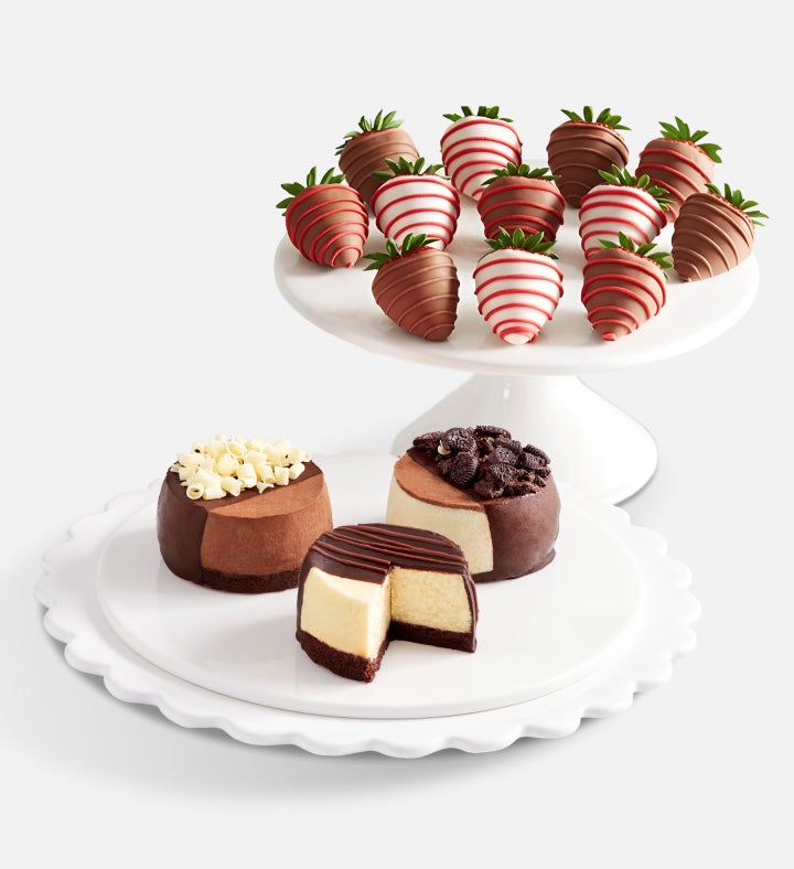 Cheesecake Trio™ with Love & Romance™ Dipped Strawberries