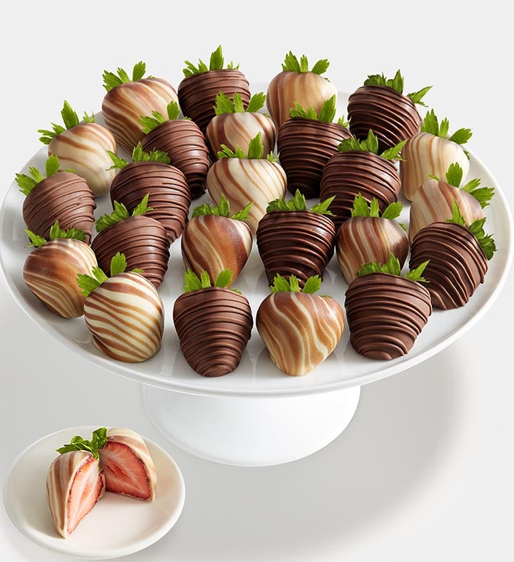 Marbleized Artisan Belgian Chocolate Strawberries | 1800flowers.com