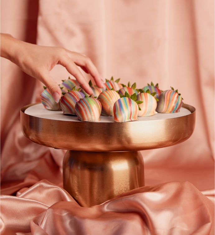 Rainbow Swirl Artisan Belgian Chocolate Strawberries