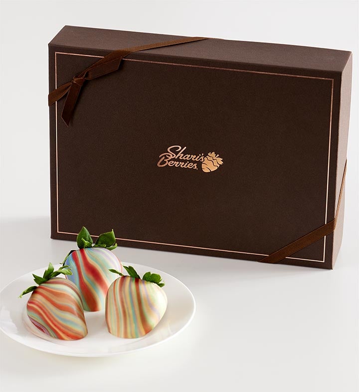 Rainbow Swirl Artisan Belgian Chocolate Strawberries