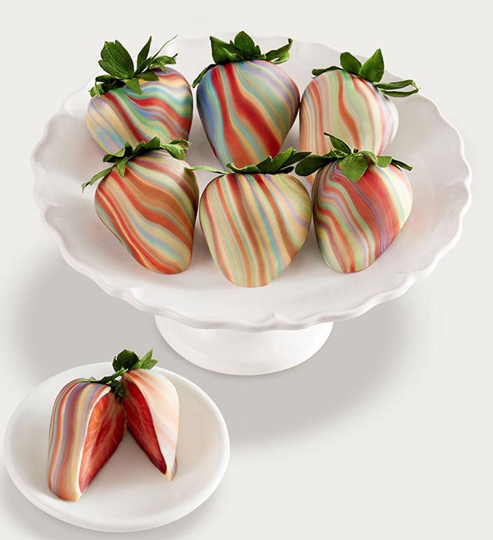 Rainbow Swirl Artisan Belgian Chocolate Strawberries
