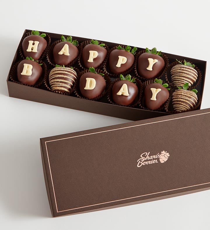 Happy Birthday Wishes™ Artisan Belgian Chocolate Covered Strawberries