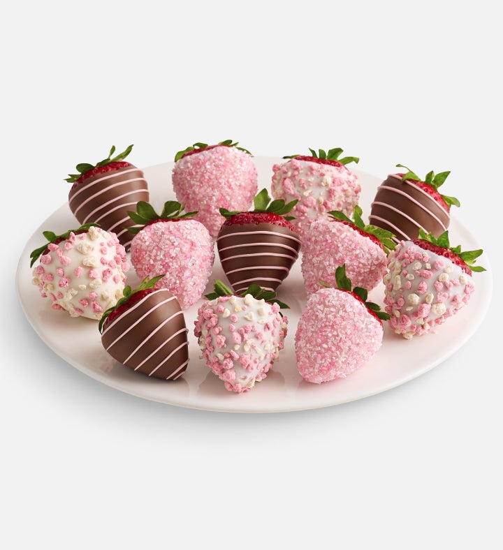 Mother's Day Cherished Blooms Bouquet with Gourmet Drizzled Strawberries™ & Wine