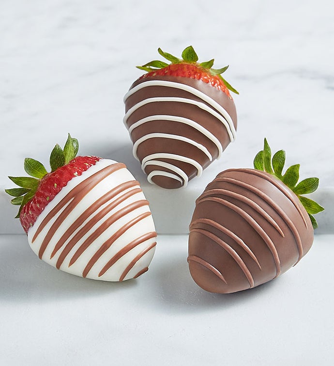 Warm Sunset Bouquet with Gourmet Drizzled Strawberries