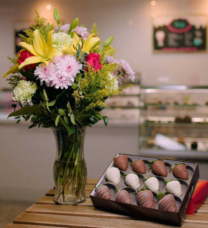 Blooms for Mom with Strawberries